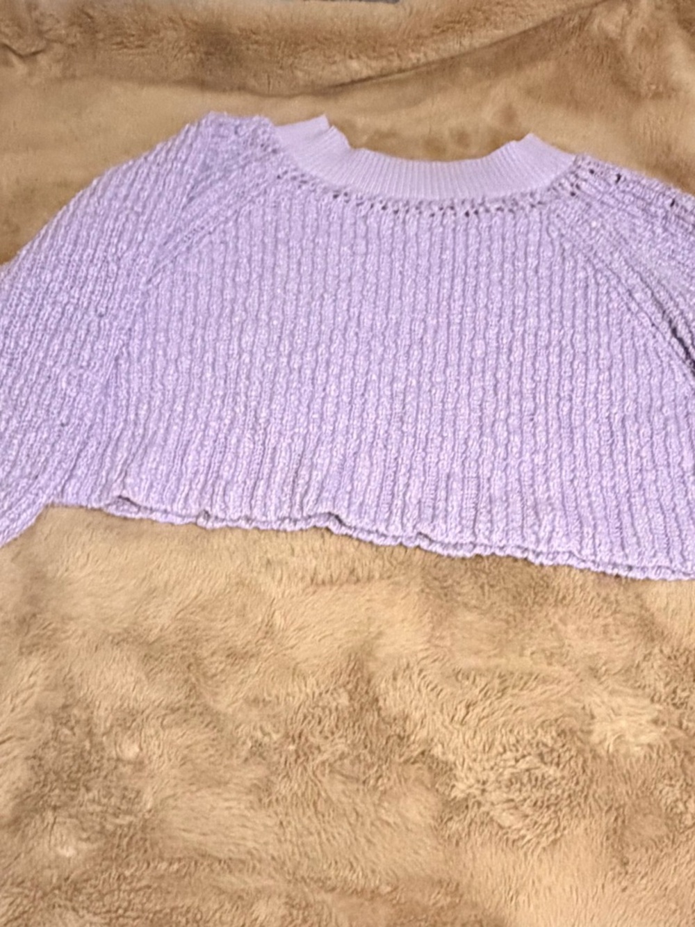 Free People Lilac Cropped Crewneck Sweater